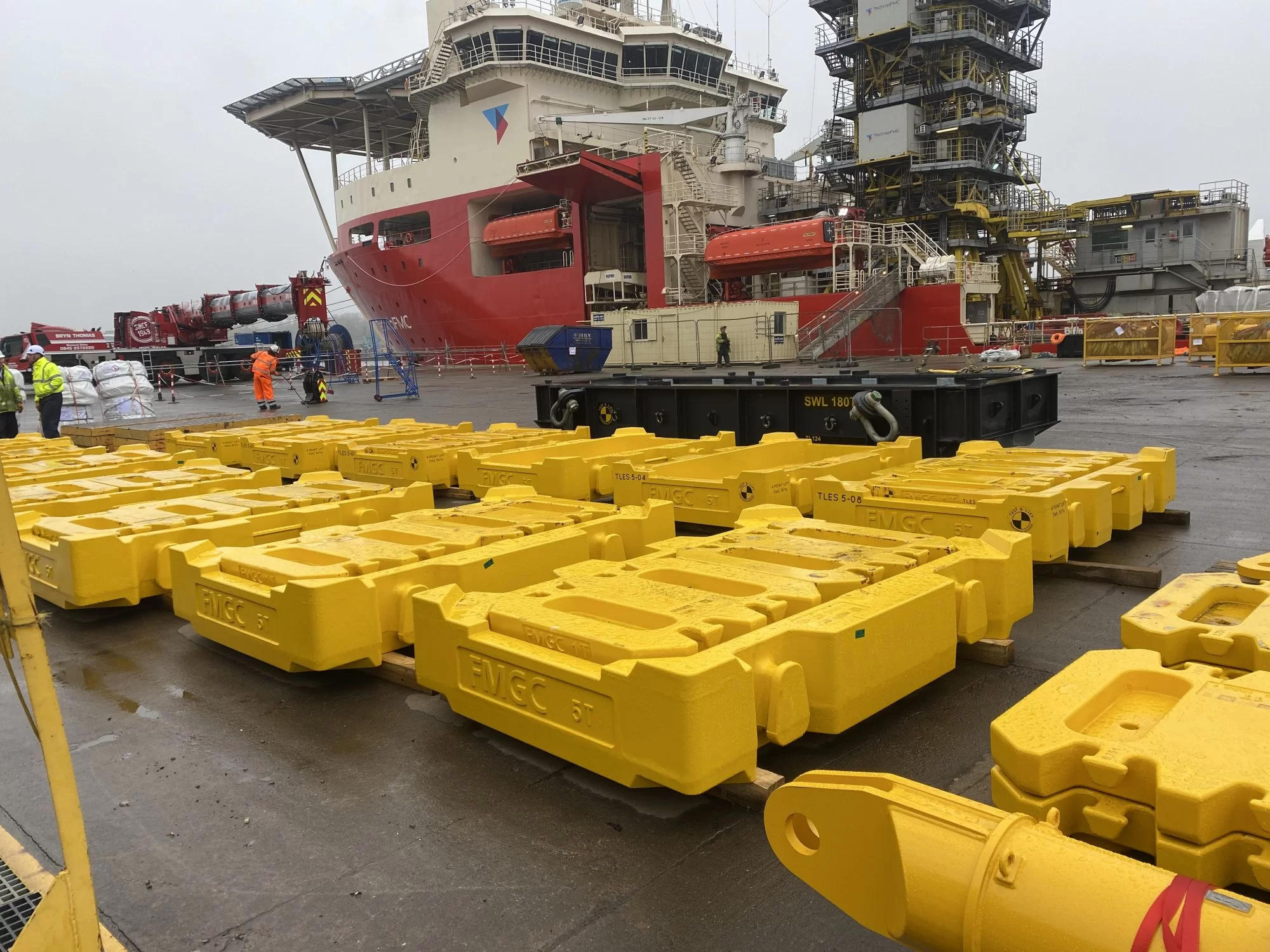 Test weights on quayside