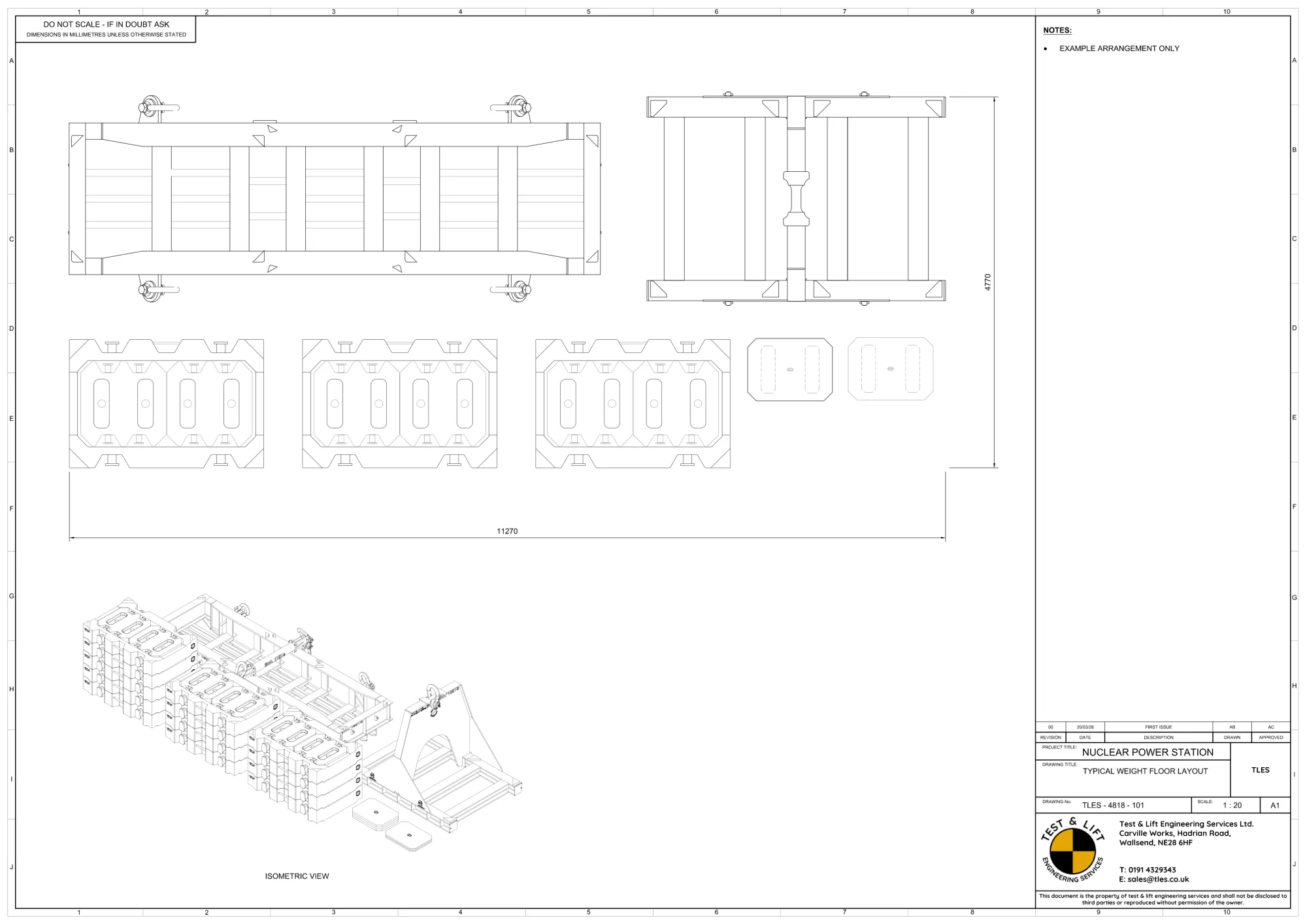 55 Te Test weight arrangement drawing
