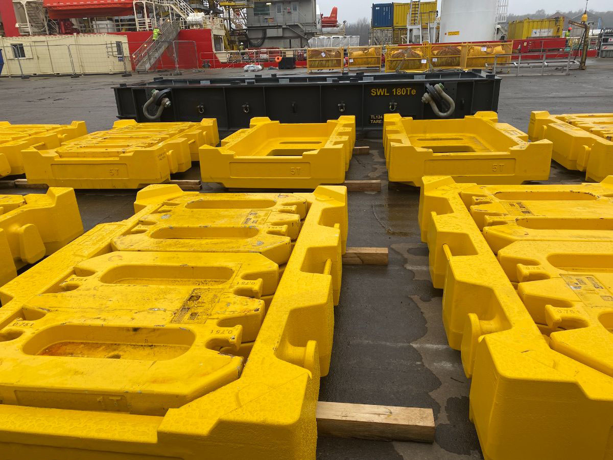 Test weights on the ground